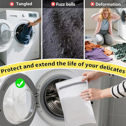 Laundry Bag Backpack with 3 Sizes Mesh Wash Bags and Shoulder Straps Foldable Clothes Hamper Bag with Drawstring Closure for College, Apartment, Laundromat (Yellow)