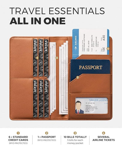 VULKIT Passport Holder Wallet RFID Blocking Travel Wallet for Men & Women