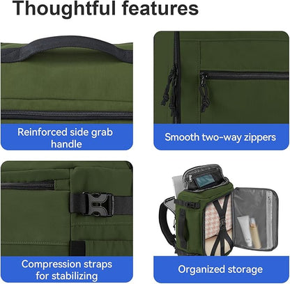 Carry On Travel Backpack Flight Approved Laptop Backpack Business Work Backpack for Women Men Large Capacity Casual Daypack with Wet/Dry Separation Pockets, Dark Green