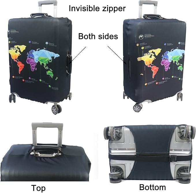 MosaiRudo Thicker Luggage Cover Elastic Suitcase Cover Protector Fits 18-32 Inch Suitcase Travel Accessories (Abstract Map, XL)