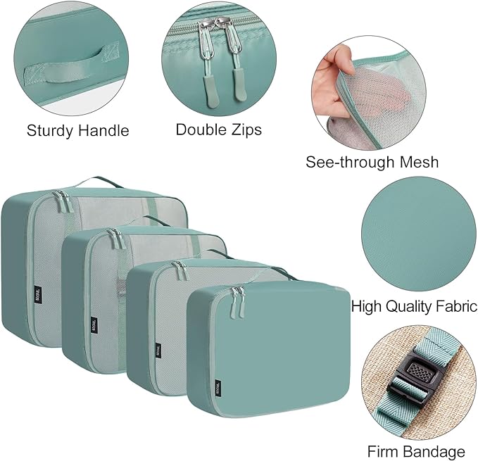 BAGAIL 8 Set Packing Cubes Luggage Packing Organizers for Travel Accessories-Dusty Blue