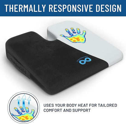 Everlasting Comfort Car Seat Cushion for Driving - Wedge Car Cushion for Office, Travel, Gaming Chair Memory Foam Driver Booster for Short People, Non-Slip, Washable Cover, Back & Sciatica Relief