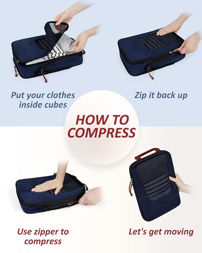 BAGSMART Compression Packing Cubes for Travel, 6 Set/5 Set/4 Set, Compression Suitcase Organizer Bags Set for Suitcases Travel Essentials, Lightweight Packing Organizers