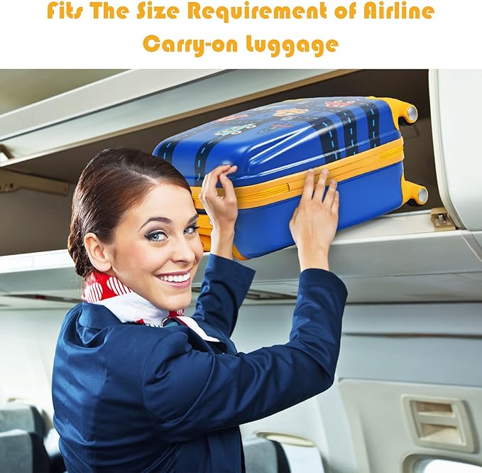 Goplus Kids Luggage Set, 12" & 18" Kids Carry On Luggage Set, Multi-directional Wheels Suitcase, Large Capacity Rolling Trolley Suitcase, Gift for Boys and Girls Toddlers Children Travel