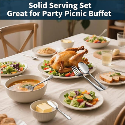 Silverware Set for 8, 45 Piece Stainless Steel Flatware Cutlery Fork and Spoon Set with Serving Utensils Set, Dishwasher Safe, Gift Package for Wedding Housewarming