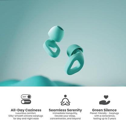 Zenz Unwind Silicone Ear Plugs for Sleep & Noise Reduction – Reusable 27 dB Earplugs with 8 Tips (XS‑L) & Carry Case – Comfortable for Sleeping, Study, Work & Travel - Mossy Mint
