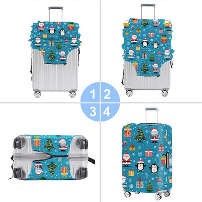 Christmas & Cute Animal Luggage Cover – Stretchable Waterproof Suitcase Protector, Holiday & Travel Luggage Sleeve, Multiple Patterns,L