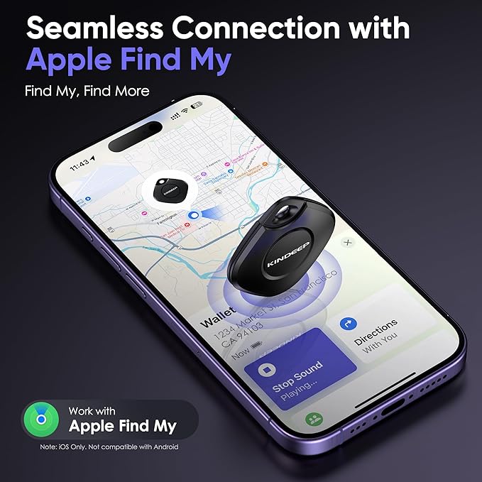Air Tracker Tag 4 Pack: Bluetooth Item Finder with Apple Find My APP (iOS Only), Item Locator for Keys Finder, Luggage Tracker, Bags Wallets Pets Tracking, IP67 Waterproof Smart Tag