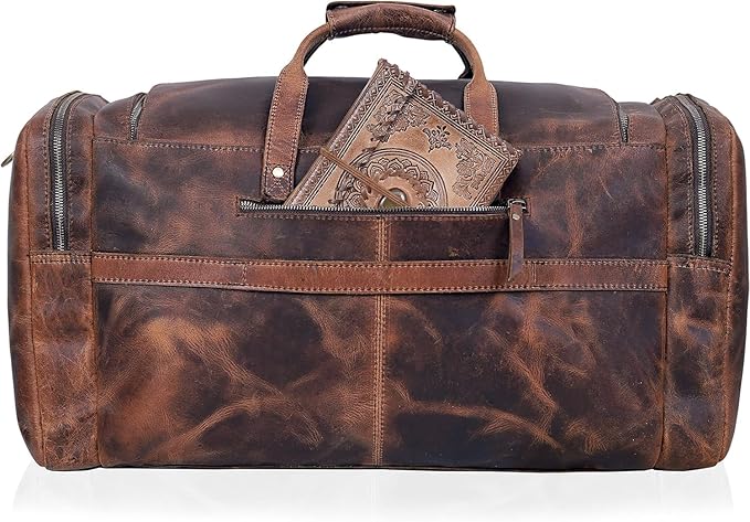28" Vintage Duffel Classic Style with Modern Outlook Retro Thick Full Grain Cowhide Handmade Airplane Underseat Carry On Bags Leather Gym Overnight Luggage Bag