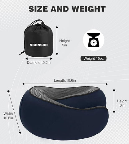 Travel Neck Pillow, Newly Upgraded Hooded Neck Pillow , 100% Pure Memory Foam Travel Pillow for Flight Headrest Sleep,Windproof and heat preservation,Suitable for use in Outdoor/Plane/Car/Office