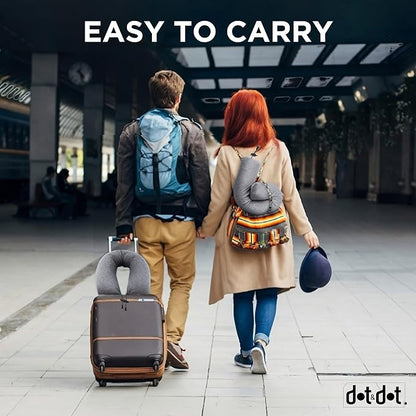 Dot&Dot Twist Memory Foam Travel Pillow for Airplanes - Travel Neck Pillow for Sleeping - Airplane Pillow for Neck Support, Chin, Lumbar and Leg - Adjustable, Bendable Neck Roll Pillow - Gray