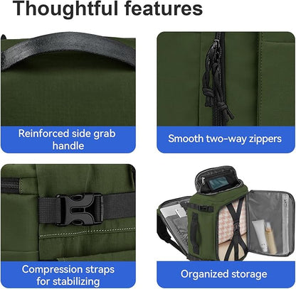 Carry On Travel Backpack with Shoe Compartment Flight Approved Laptop Backpack Expandable Work Business Backpack for Women Men Casual Daypack, Dark Green
