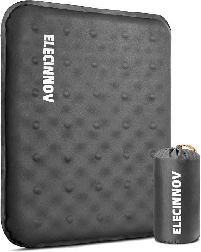 Inflatable Seat Cushion, Self Inflating Memory Foam Stadium Seat Cushion Lightweight Camping Chair Pad Airplane Cushion for Long Flights Outdoor Travel Bleacher Office Car Backpacking (Grey)