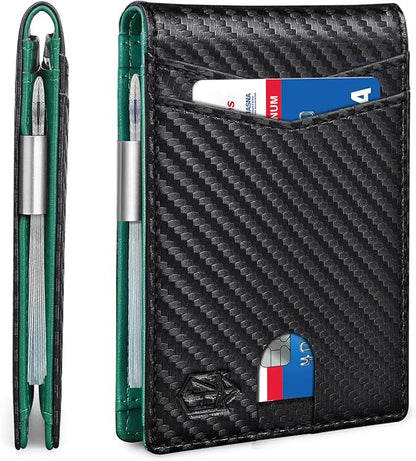 Zitahli Money Clip Wallets for Men,Slim Bifold Wallet 10-12 Cards, Mens Leather Wallet with ID Window,RFID Blocking Thin Minimalist Credit Card Holder,Gifts for Him