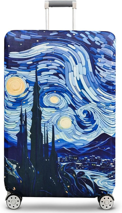 fancyfree Luggage Cover Washable Suitcase Protector Anti-scratch Suitcase cover (Blue Starry Sky, M(22"-24" luggage))