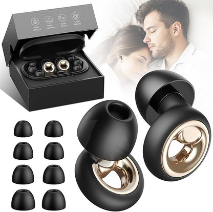 Ear Plugs for Sleeping, Reusable Silicone Earplugs for Noise Reduction, Concert Noise Cancelling Ear Plugs, Shooting Hearing Protection, Work, Travel & Study – 45dB SNR Sleep EarPlugs(Dark Black)