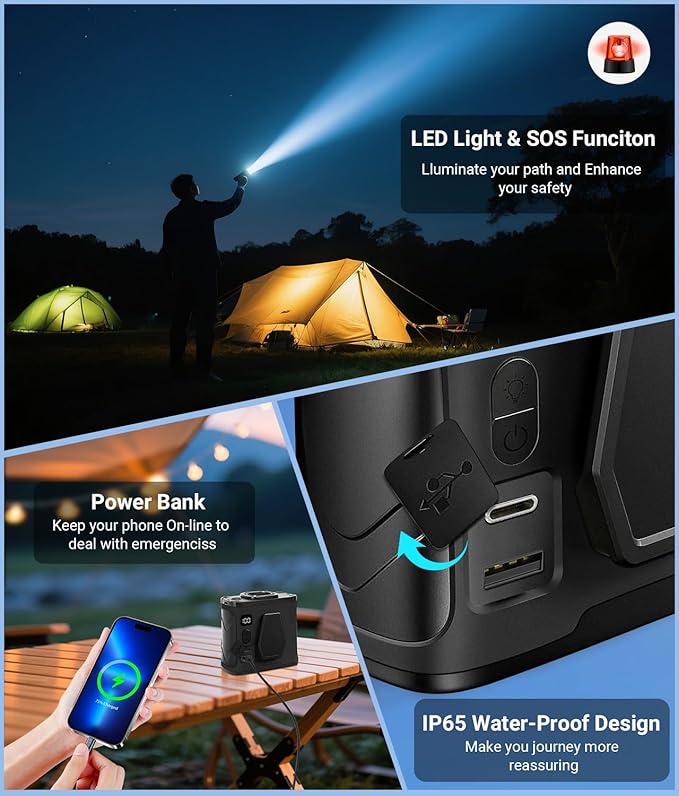 2025 Portable Waist Belt Clip Fan 10,000mAh/ 20,000RPM/ 100Speeds /40H Hands-free Rechargeable Wearable Shirt Fan Strong Airflow, Personal Body Hanging Neck Fan SOS Light for Outdoor Jobsite Camping