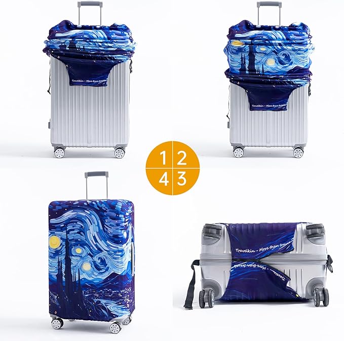 Travelkin Luggage Covers For Suitcase Tsa Approved,Suitcase Cover Protector Fit 18-32 Inch Luggage (Galaxy, S)
