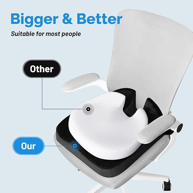 Large Memory Seat Cushion,Car Seat Cushion are Used to Relieve Sciatica, Suitable for Offices, Cars, Wheelchairs, Multi-Purpose (Black Flannel)