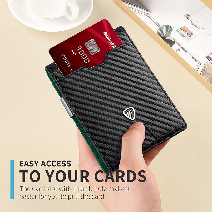RUNBOX Mens Slim Wallet with Money Clip RFID Blocking Bifold Credit Card Holder for Men with Gift Box