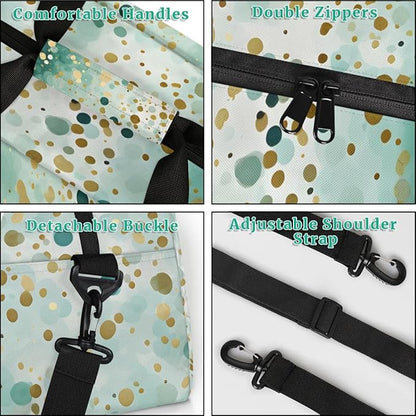 Personalized Kids Sports Duffel Bag with Name Custom Weekender Overnight Bag for Boys Girls Gym Bag Travel Dance Gymnastics Duffel Bag, Green Glitter Golden Shiny