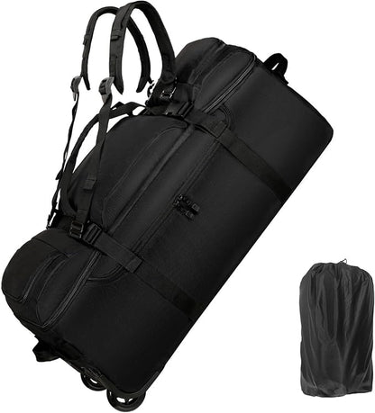 Rolling Duffle Bag with Wheels, 90L 32-inch Large Foldable Travel Duffel Bags Durable, Tear-resistant Heavy-duty Luggage Bag (Black)
