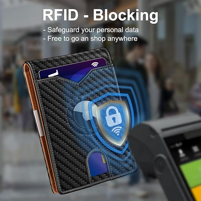 Airtag Wallet for Men,with Money Clip 11 Cards Slim Front Pocket Leather RFID Blocking Wallet with Gift Box