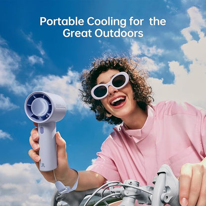 JISULIFE Portable Handheld Fan, 4000mAh Rechargeable Mini,Up to 22 Hours Cooling,5 Speed Strong Wind, USB Personal Fan for Travel Outdoor Camping Beach Makeup（Blue）