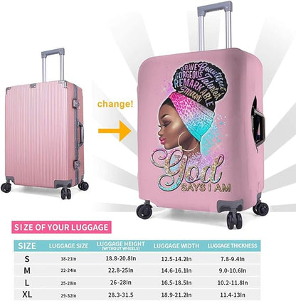 Travel Suitcase Protector Light skin african american Elastic Protective Washable Luggage Cover With Concealed Zipper Suitable For 18-32 Inch (XL (for 29--32 inch luggage))