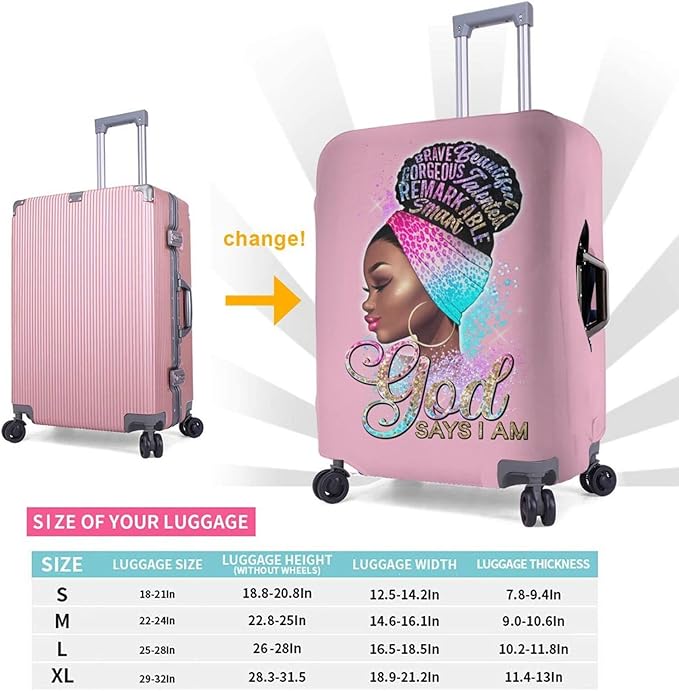 Travel Suitcase Protector Light skin african american Elastic Protective Washable Luggage Cover With Concealed Zipper Suitable For 18-32 Inch (L (for 25--28 inch luggage))