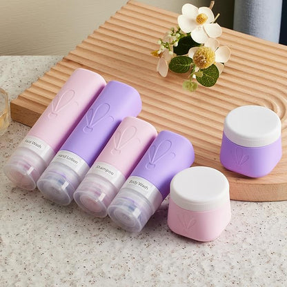 INSFIT Silicone Travel Bottles Set, 6 Pack Travel Size Toiletries, Leakproof Travel Bottles for Toiletries, Travel Accessories for Women, Airplane Travel Essentials, Travel Containers for Toiletries