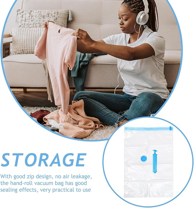 Mobestech Vacuum Seal Compression Bags for Clothing and Blankets Large Space-saving Storage Organizers Transparent Dustproof Bags for Travel Home Bedroom and Quilt Storage