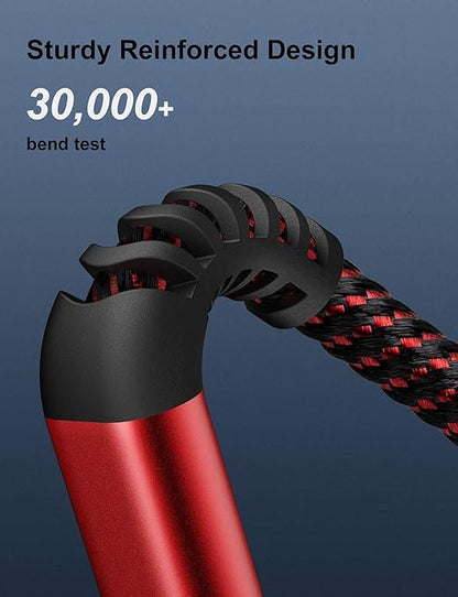 Dasku 3 Pack 3 FT Lightning Cable Certified iPhone Charger Cable Red Nylon Braided Fast Charging Cord Compatible with iPhone 13/12/11/Pro Max/X/Xs Max/Xr /8 Plus/7 Plus/6S Plus/6 Plus/iPad