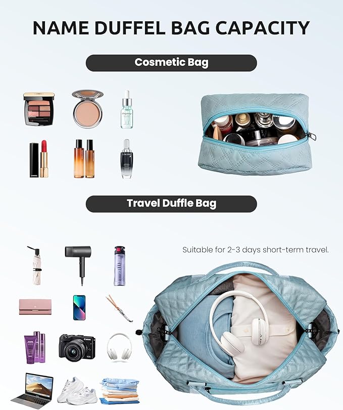 Overnight Bags for Women, Personalized Weekender Bag, Monogram Travel Bag for Women with Trolley Sleeve & Wet Pocket, Letter Travel Bag with Makeup Bag, Gift for Her(Letter D)