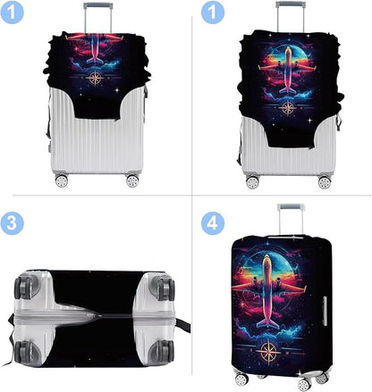 Luggage Cover Washable Suitcase Protector Anti-scratch Suitcase cover Fits 20-34 Inch Luggage (Aircraft, XL(32-34inch suitcase))