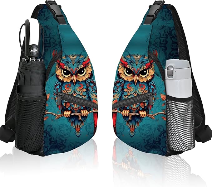 Owl Sling Bag Travel Sling Backpack Lightweight Casual Daypack Women Chest Bags for Outdoor Sport Climbing Runners