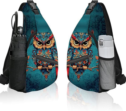 Owl Sling Bag Travel Sling Backpack Lightweight Casual Daypack Women Chest Bags for Outdoor Sport Climbing Runners