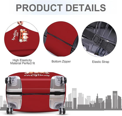 FOREVER QUEEN Merry Christmas Luggage Cover Suitcase Protector Suitcase Cover Anti-Scratch,Stretchable Bag Cover Washable Durable Polyester