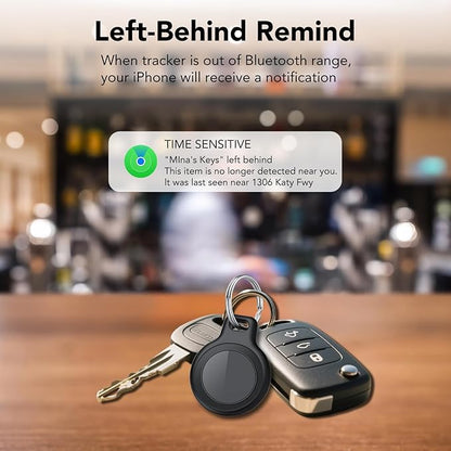 Bluetooth Tracker Tag for Apple Find My (iOS Only), GPS Tracker with Replaceable Battery, Item Finder for Keys, Luggage Tracker and Wallet Tracker, Suitable for Indoor & Outdoor Use, 4-Pack Black