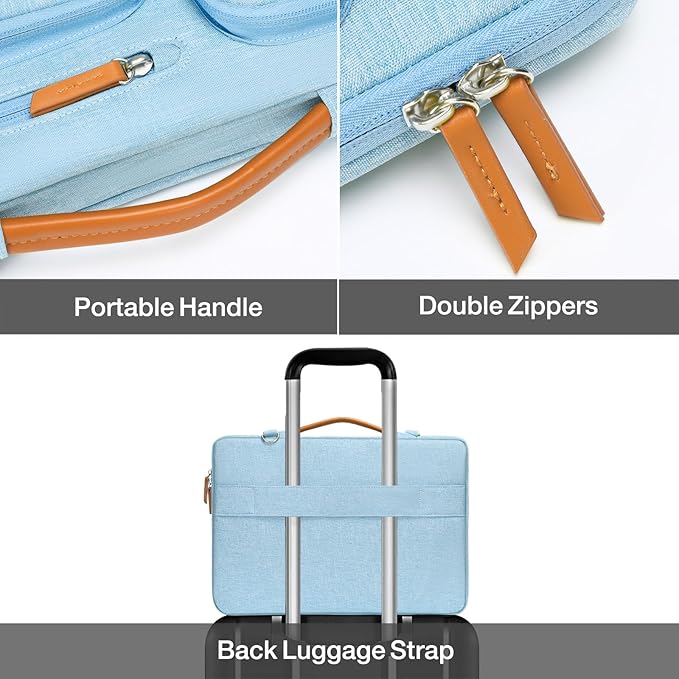 MOSISO 360 Protective Laptop Shoulder Bag,14 inch Computer Bag Compatible with HP Lenovo Dell ASUS Acer, HP, Dell Latitude, Lenovo,Side Open Messenger Bag with 4 Zipper Pockets&Handle, Air Blue