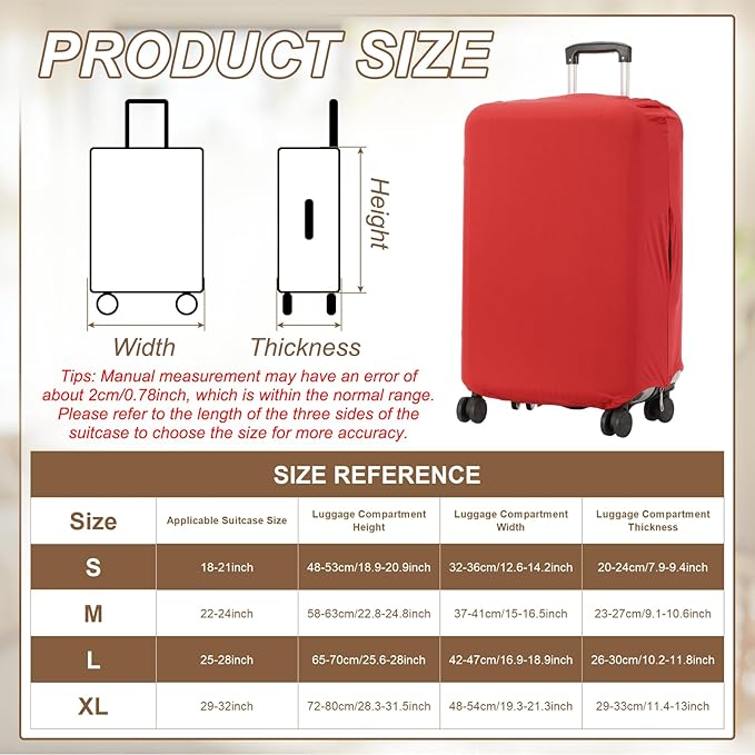 uxcell Luggage Cover for Suitcase Protector, Fit 21-25 Inch Luggage Elastic Suitcase Cover Scratch-Resistant Covers for Travel Business Trips, Red (M)
