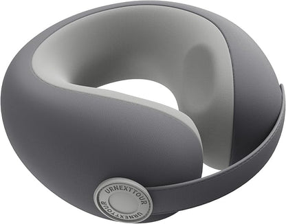 Car Pillow for Little Kids Travel Neck Pillows, Memory Foam Neck Support Travelling Pillow with Washable Cotton Pillowcases and Storage Bag, for Airplane, Train, Flight and Home Use Grey