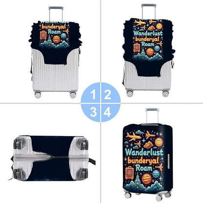 World Map Luggage Cover – Stylish and Durable Travel Suitcase Protector for Wanderlust Enthusiasts and Globe-Trotters, Fits 32"-34" Suitcase,XL