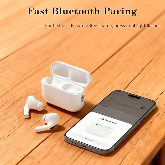 Wireless Charging Case for AirPods Pro 2nd & 1st Generation, Replacement Case Lightning Port Compatible with AirPods 1 2 Gen, Bluetooth Sync Button, Fast Pairing with Audio Alerts (No Earbuds)