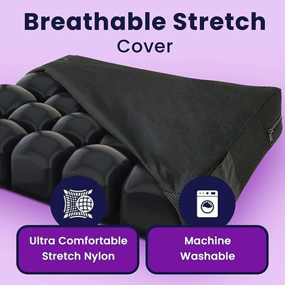 Inflatable Wheelchair Seat Cushion 20 x 16 x 3" - Pressure Sore Relief Air Cushion for Wheel Chair With Interconnected 3" Cells - Breathable Nylon Cover, Includes Pump, Repair Kit - 315lbs Capacity