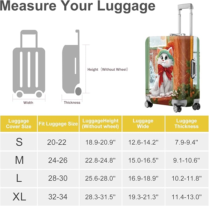 FOREVER QUEEN Cute cat Luggage Cover Suitcase Protector Suitcase Cover Anti-Scratch,Stretchable Bag Cover Washable Durable Polyester