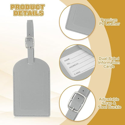 PATIKIL Leather Luggage Tag, 50 Pcs Luggage Tags Pu Bag Tags for Suitcases Airplane Travel Essentials, Grey