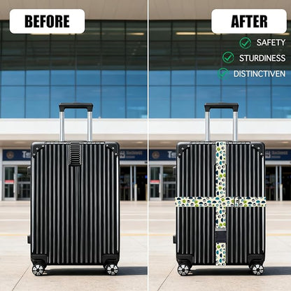 Nuxovilar Luggage Straps of 2 Set Pet Paws Bowls Tennis Balls Pattern, 1.96x90.5 inches - Luggage Straps for Suitcases, Ideal for Pet Owners, Travel, Outdoor Trips