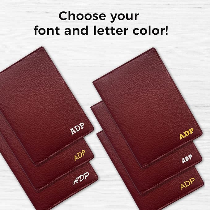 Personalized Monogrammed Merlot Leather RFID Passport Wallet