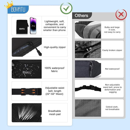 Running Belt Waist Fanny Pack: Slim Phone Holder Workout Pouch for Walking JoggingBlack